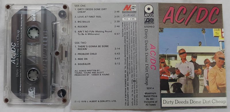 AC DC Dirty Deeds Done Dirt Cheap Audio Cassette