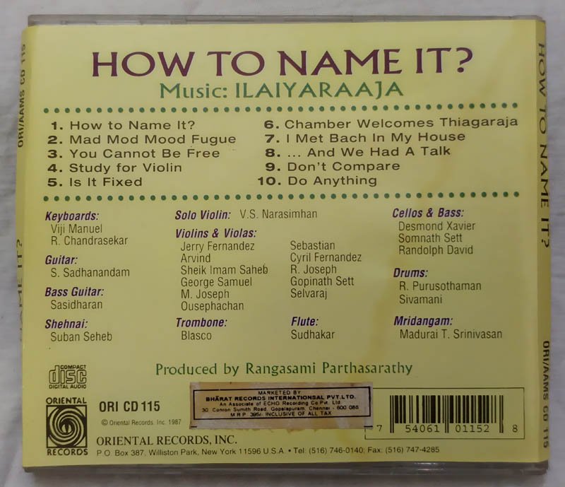How To Name It Ilaiyaraaja Tamil Audio Cd