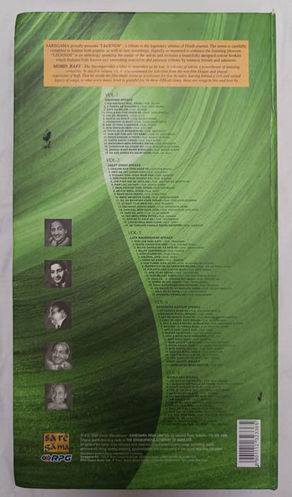 Legends Mohd. Rafi The Incomparable Hindi Audio cd