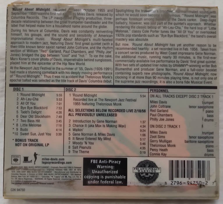 Miles Davis Round About Midnight Audio cd