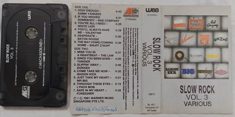 Slow Rock Vol. 3 Various Audio Cassette