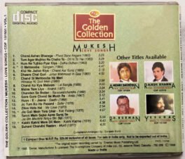 The Golden Collection Mukesh Love Songs Audio CD