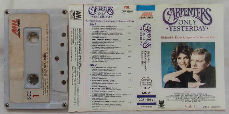 Carpenters only Yesterday Audio Cassette