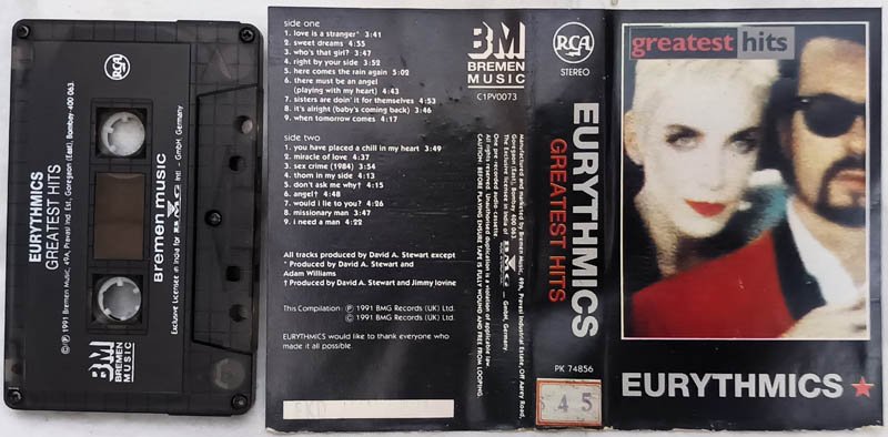 Eurythmics Greatest Hits Audio Cassette