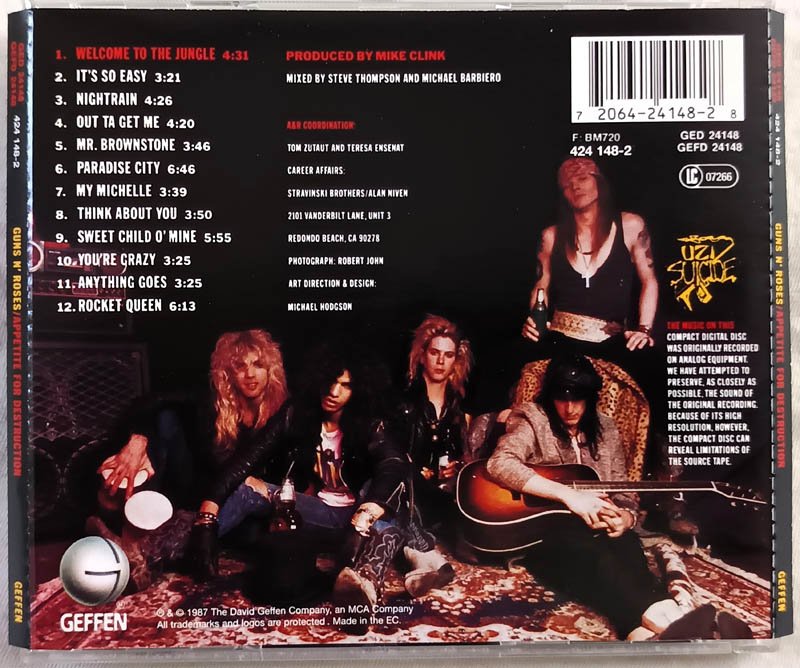 Guns N Roses Appetite for Destruction Audio cd