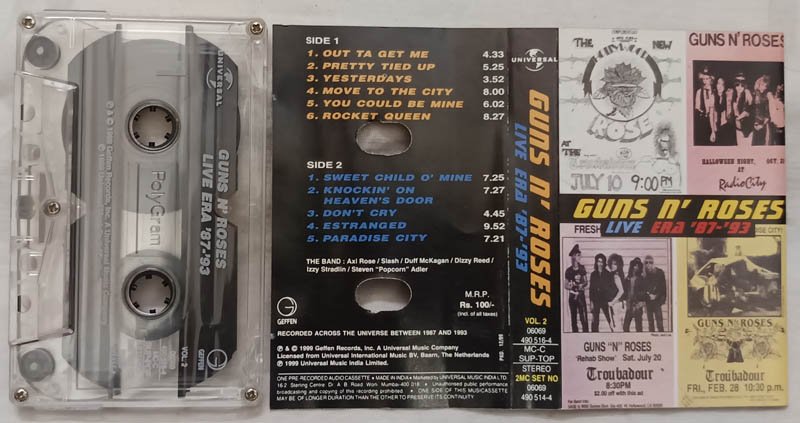Guns N Roses Live Era 87-93 Audio Cassette