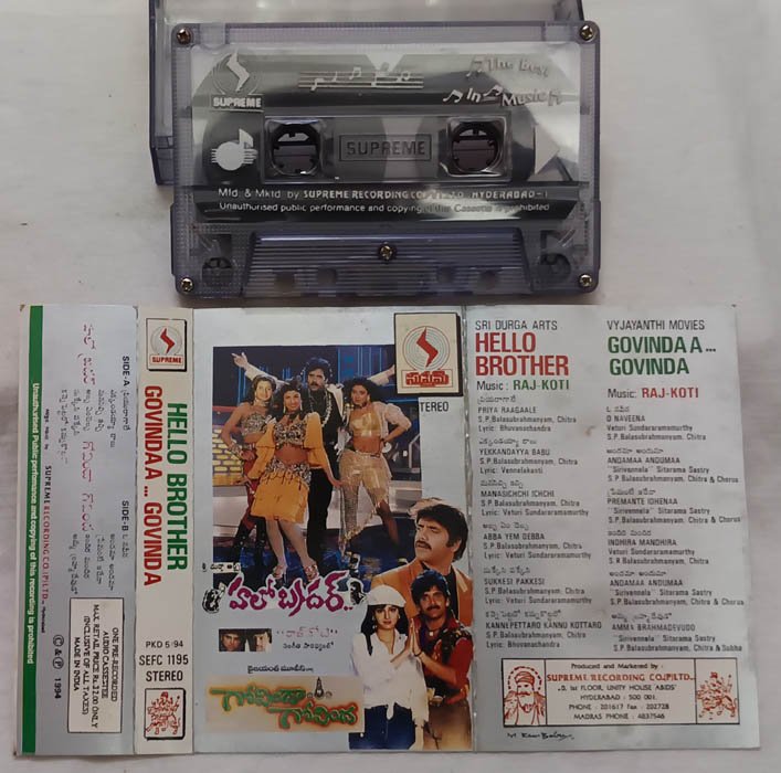 Hello Brother-Govinda Govinda Telugu Audio Cassette By Raj Koti