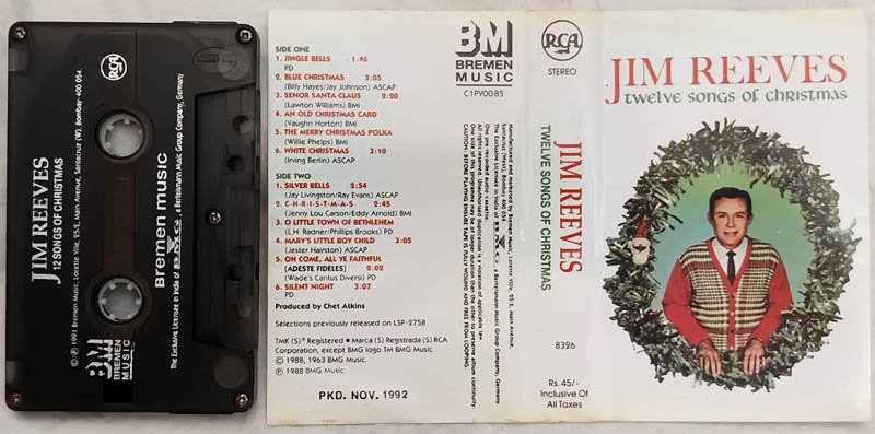Jim Reeves Twelve Songs of Christmas Audio Cassette