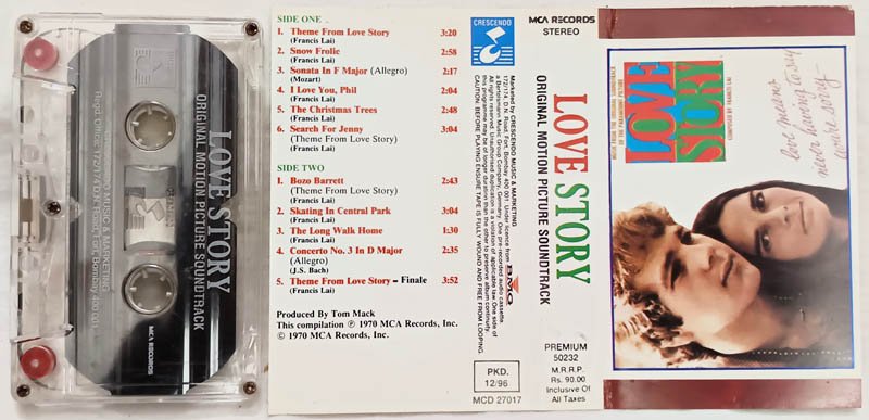 Love Story Original Motion Picture Soundtrack Audio Cassette