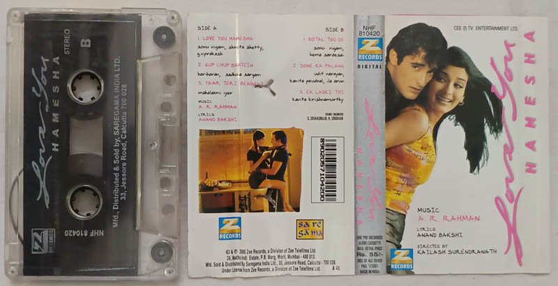 Love You Hamesha Hindi Audio Cassettes By A.R Rahman