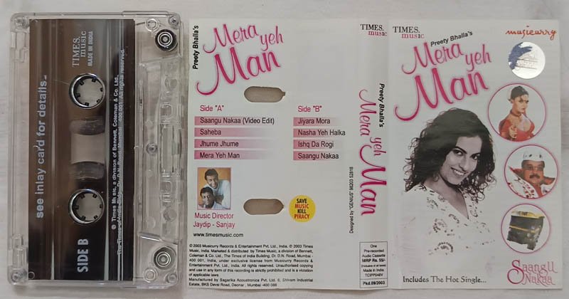 Mera Yeh Man Hindi Audio Cassette By Jaydip-Sanjay