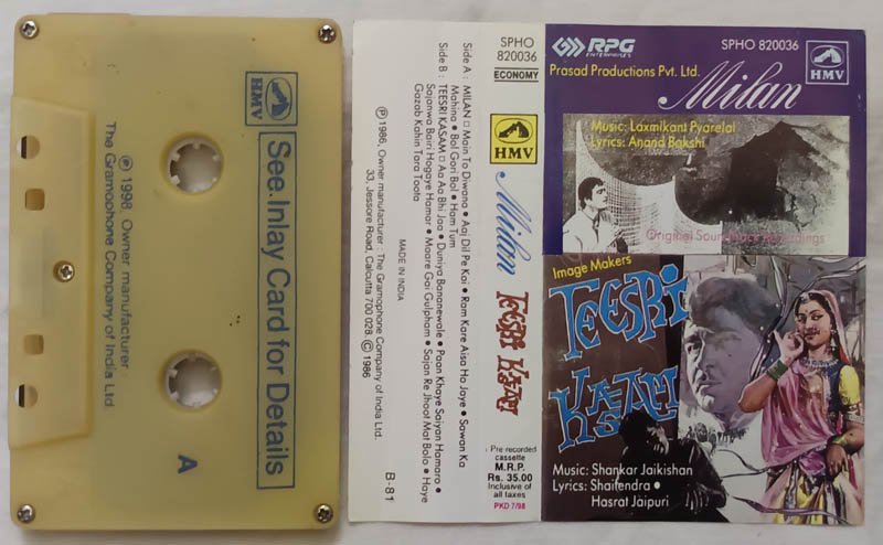 Milan Tesri Kasam Hindi Audio Cassette By Shankar Jaikishan