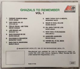 Supreme Collection Ghazals to Remember Vol 1 Hindi Audio Cd