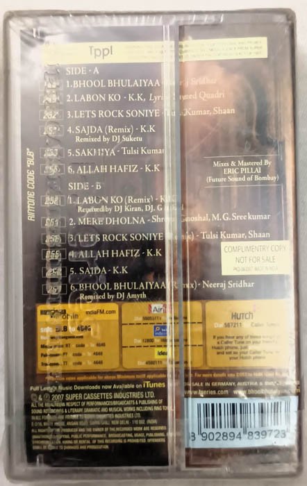 Bhool Bhulaiyaa Hindi Audio Cassette By Pritam