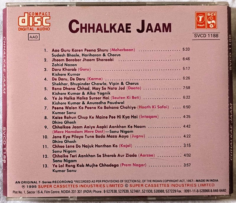 Chhalkae Jaam Hindi Audio cd.