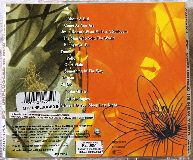 Nirvana Mtv Unplugged In new York Audio cd