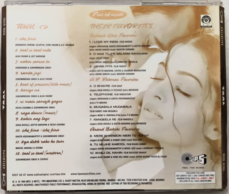 Taal Hindi Audio Cd By A.R.Rahman.