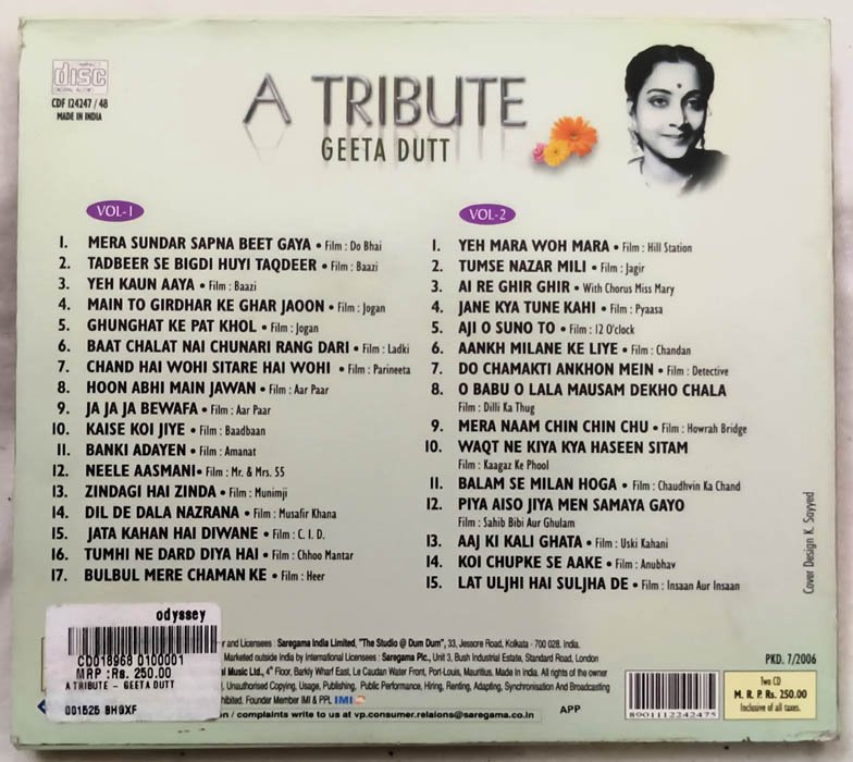 A Tribute Geeta Dutt Hindi Audio Cd