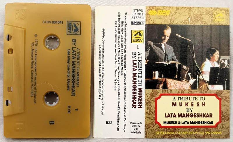 A Tribute Mukesh By Lata Mangeshkar Vol.1 and Vol.2 Hindi Audio Cassette