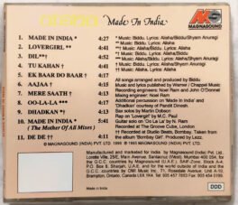 Alisha Made In India Hindi Audio Cd