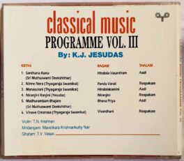 Classical Music Programme Vol 3 K J Yesudas Audio cd