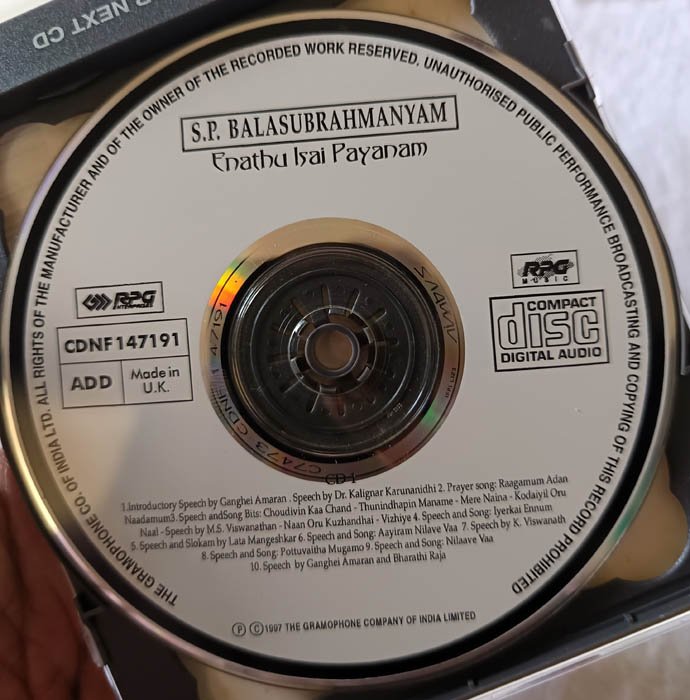 Enathu Isai Payanam S P Balasubrahmanyam & His Family Live at Music Academy Tamil Audio cd....
