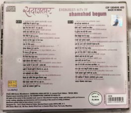 Evergreen Hits of Shamshad Begum Hindi Audio Cd