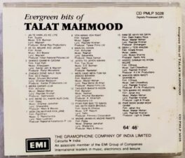 Evergreen Hits of Talat Mahmood Hindi Audio Cd