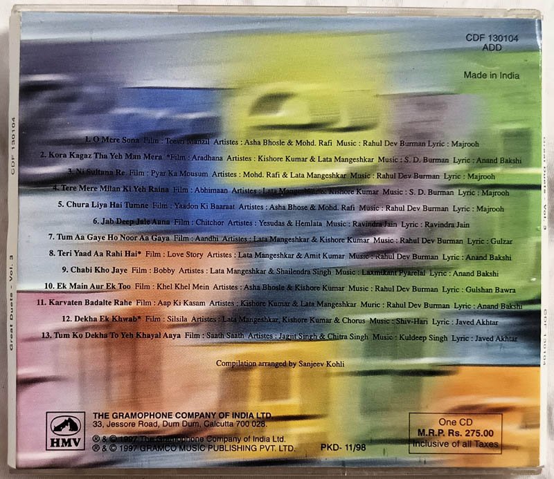 Great Duets Vol.3 Hindi Audio Cd