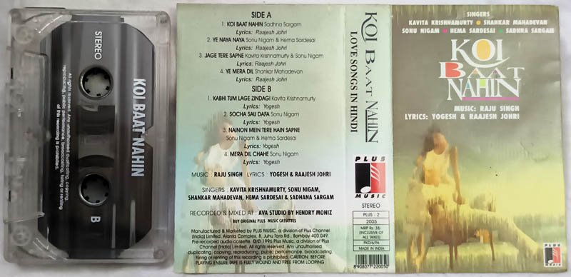 Koi Baat Nahin Love Songs in Hindi Audio Cassette By Raju Singh