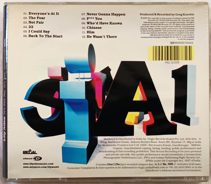 Lilly Allen Its Not me It is you Audio Cd.