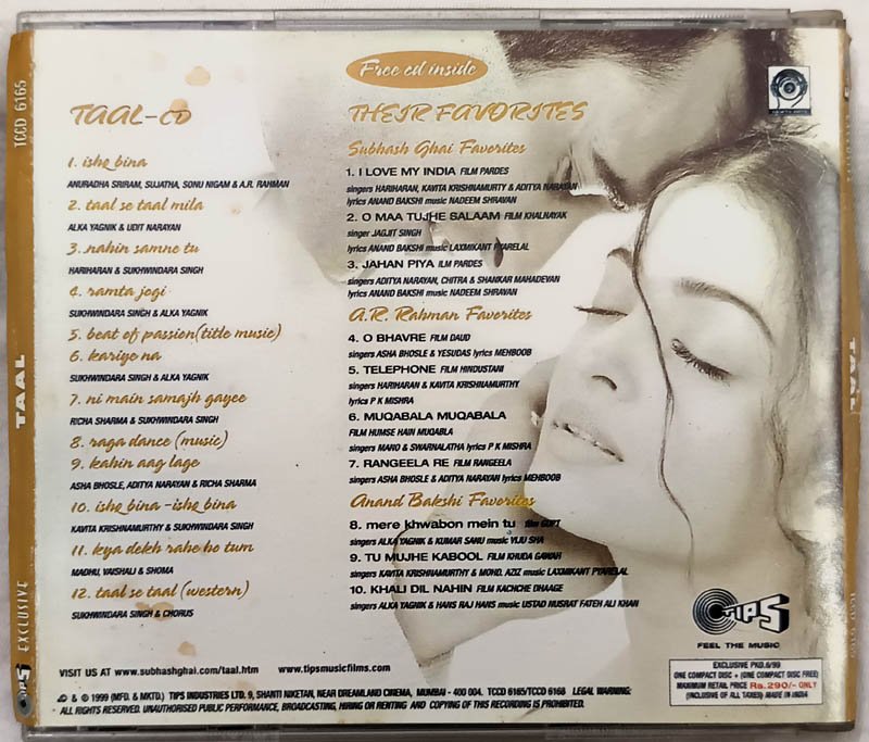 Taal Hindi Audio Cd By A.R.Rahman