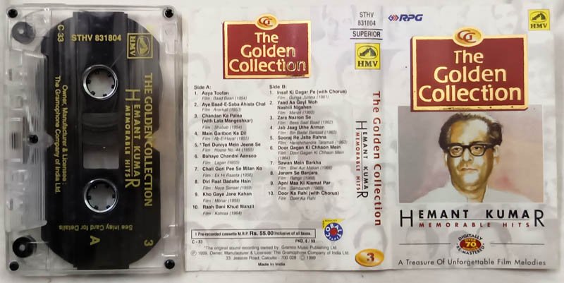 The Golden Collection Hemant Kumar Memorable Hits Vol.3 Hindi Audio Cassette....