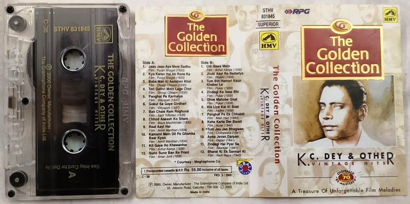 The Golden Collection K.C.Dey and Other Vintage Hits Hindi Audio Cassette