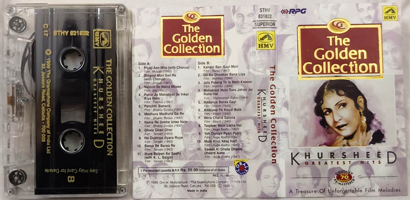 The Golden Collection Khursheed Greatest Hits Hindi Audio Cassette