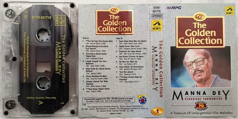 The Golden Collection Manna Dey Classical Favourites Vol.1 Hindi Audio Cassette