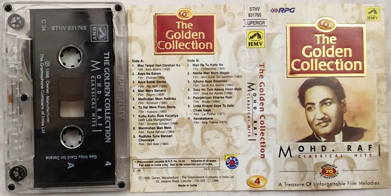 The Golden Collection Mohd.Rafi Classical Hits Hindi Audio Cassette