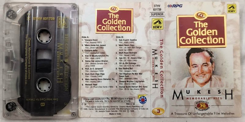 The Golden Collection Mukesh Memorable Hits Hindi Audio Cassette