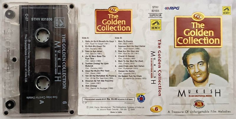 The Golden Collection Mukesh in an Emotional Mood Hindi Audio Cassette