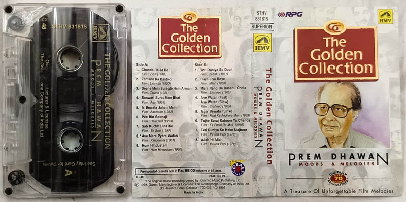 The Golden Collection Prem Dhawan Moods and Melodies Hindi Audio Cassette