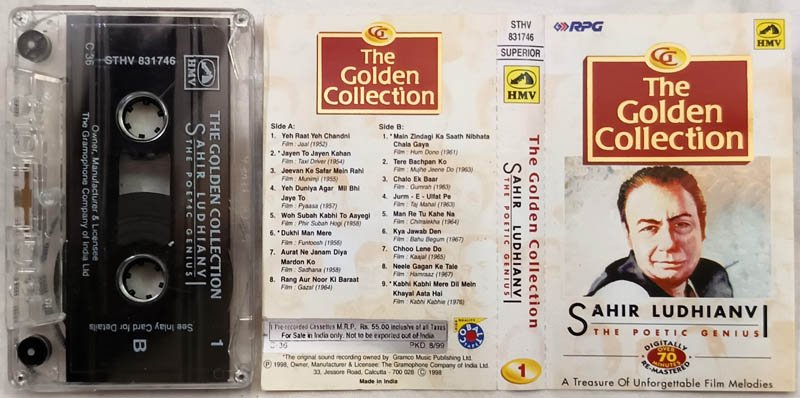 The Golden Collection Sahir Ludhianv The Poetic Genius Hindi Audio Cassette