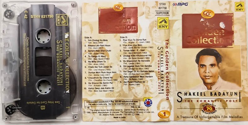 The Golden Collection Shakeel Badayun The Romantic Poet Hindi Audio Cassette..
