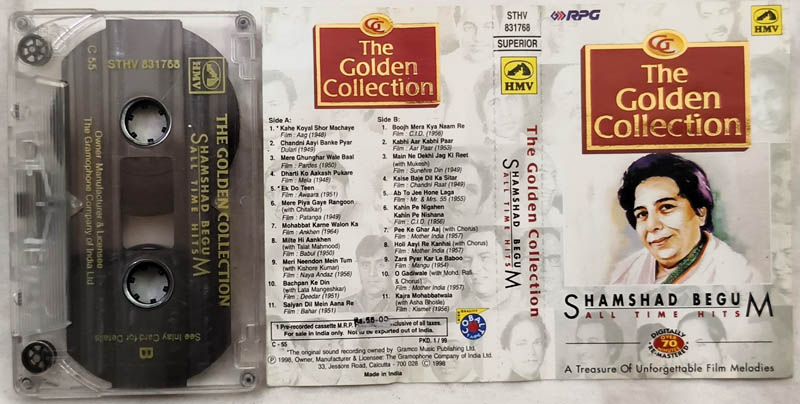 The Golden Collection Shamshad Begum All Time Hits Hindi Audio Cassette.....