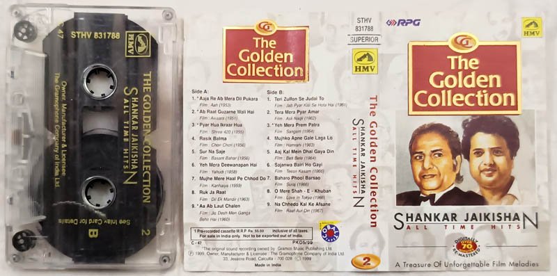 The Golden Collection Shankar Jaikishan All Time Hits Hindi Audio Cassette....