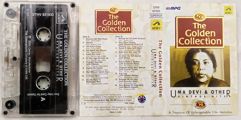 The Golden Collection Uma Devi and Other Vintage Hits Hindi Audio Cassette
