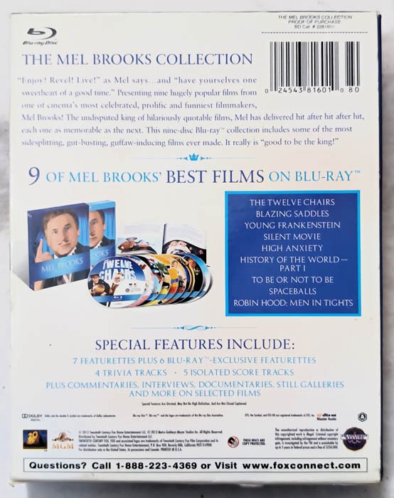 The Mel Brooks Collection Movie Blueray Disc.