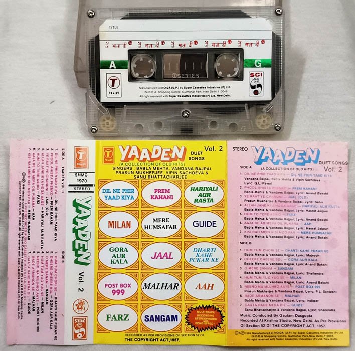 Yaaden Vol.2 Hindi Audio Casssette By Babla Mehta-Vandana Bajpai