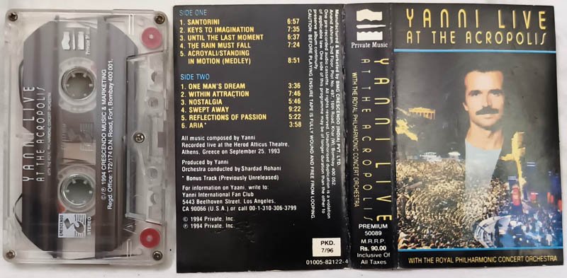 Yanni Live at The Acropolis with The Royal Philharmonic Concert Orchestra Audio Cassette