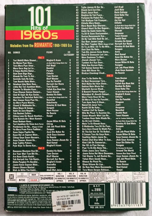 101 Hits of 1960s Hindi Movie DVD.