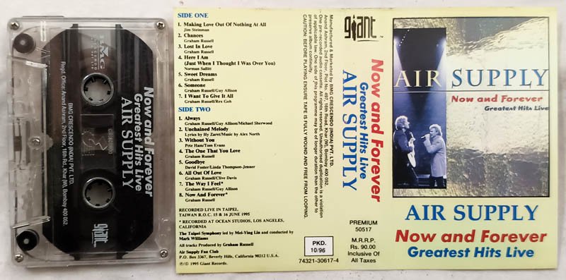 Air Supply Now and Forever Greatest Hits Live Audio Cassette